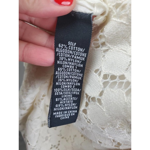 Tibi 12 Women LARGE dress Lace Knee‎ Length Shift Sleeveless Ivory Formal Party - Picture 7 of 13